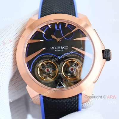 2025 New Rose Gold Jacob and Co Gotham City Tourbillon Replica Watches